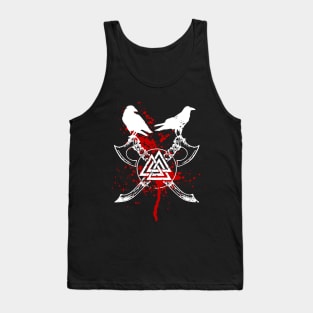 Bloody Valknut and Huginn and Muninn, Viking Symbol Tank Top